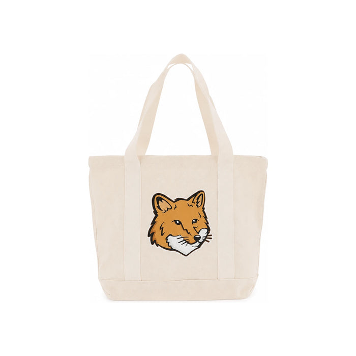 Maison Kitsune Fox Head Ecru Canvas Unisex Tote Bag