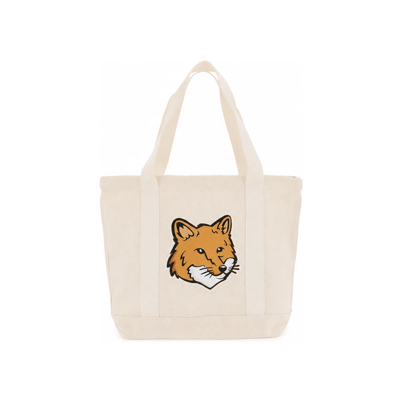 Maison Kitsune Fox Head Ecru Canvas Unisex Tote Bag