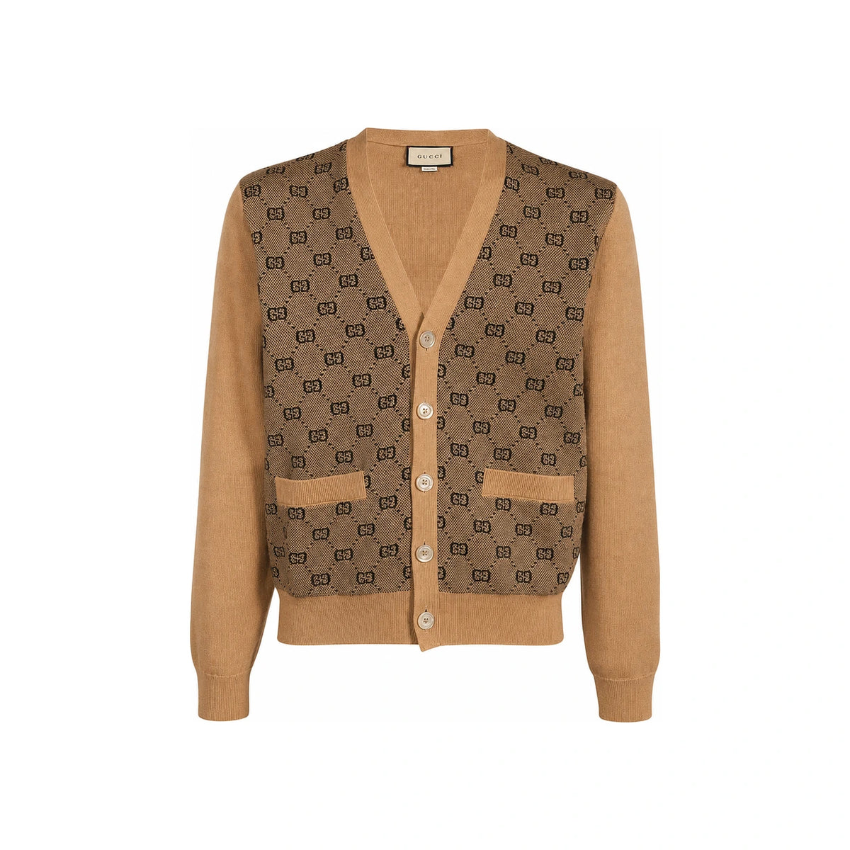 GUCCI GG Logo Wool Knit V-Neck Cardigan