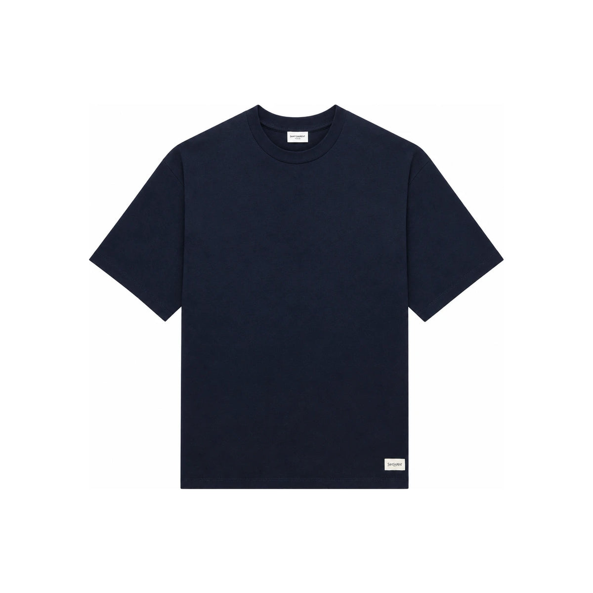 Saint Laurent Logo Cotton Crewneck T-Shirt Navy Men