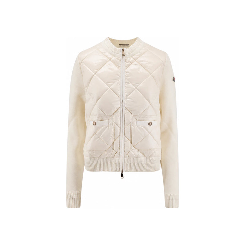Moncler Ivory Logo Patch Women’s Down Padded Cardigan