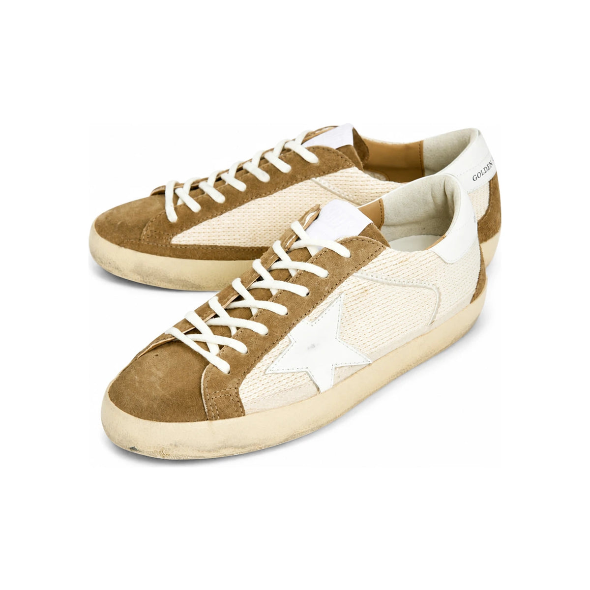 GOLDEN GOOSE Cream White Brown Leather Sneakers Men