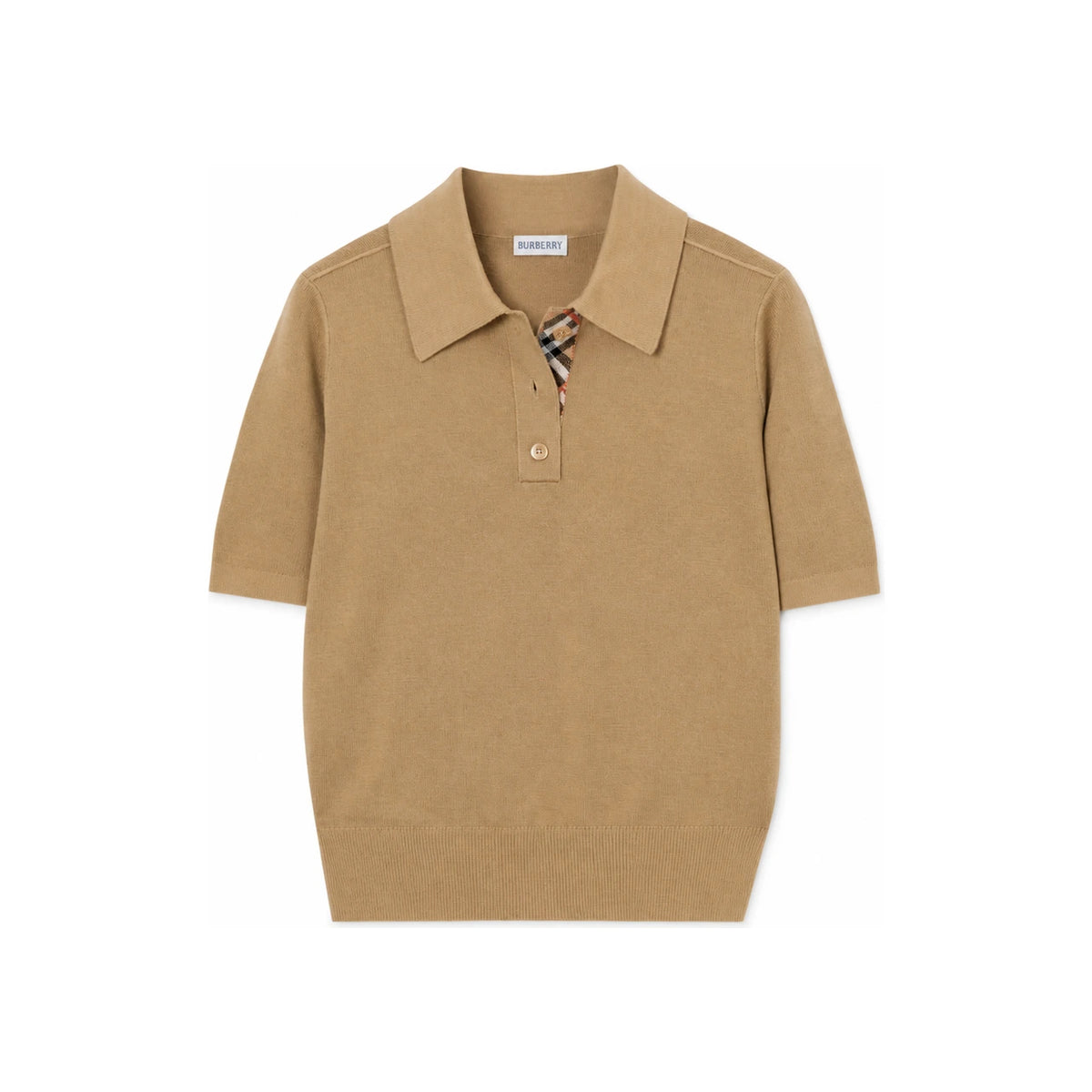 BURBERRY Merino Wool Knit Polo Shirt Women’s Navy