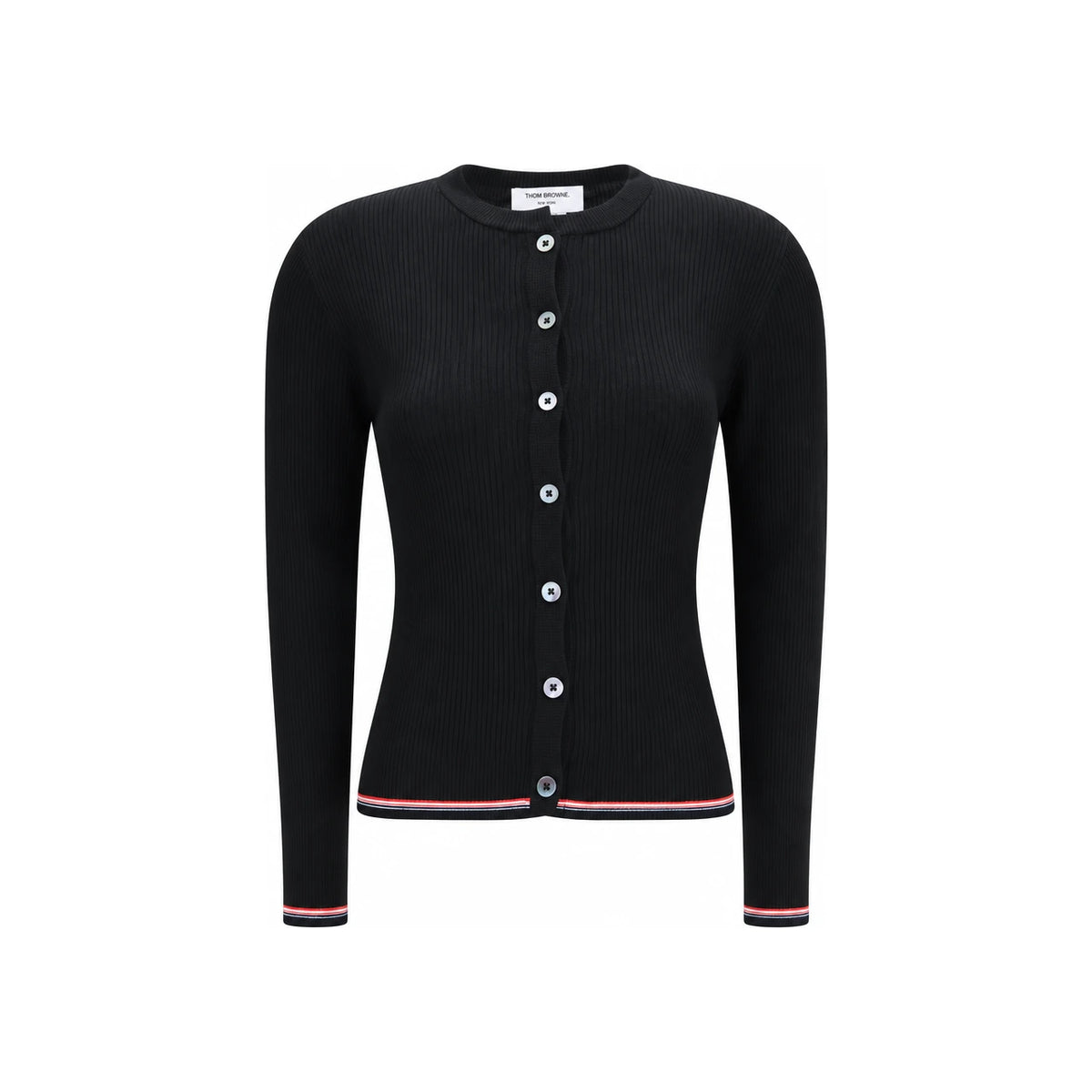 THOM BROWNE Black Wool Knit Cardigan