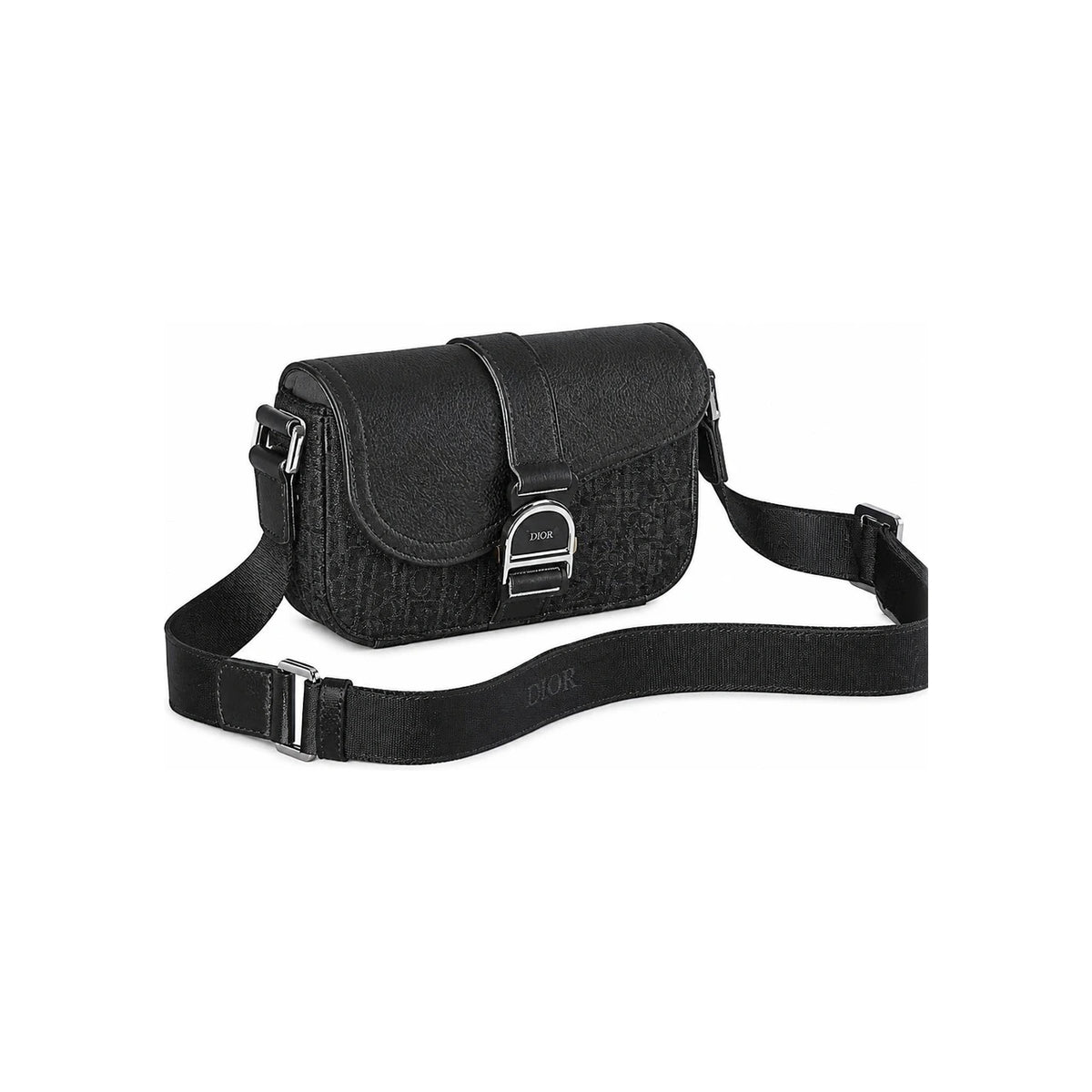 DIOR Saddle Heritage Flap Strap Mini Bag Black Oblique Jacquard 2ADCA662YKVH03E