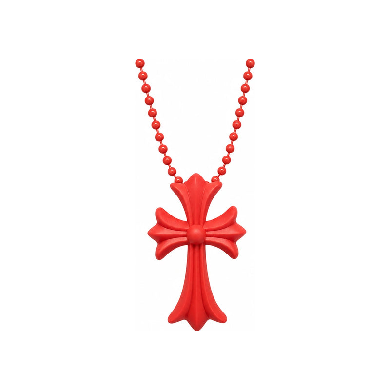 Chrome Hearts Red Silk Cord Cross Pendant Necklace