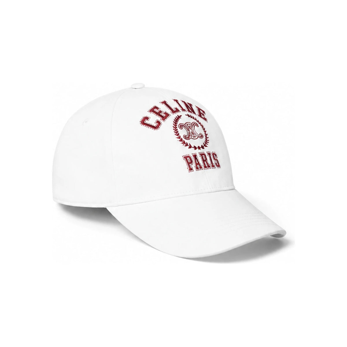 CELINE Washed Cotton Gabardine White Bordeaux Baseball Cap AA0MT234X 01WO