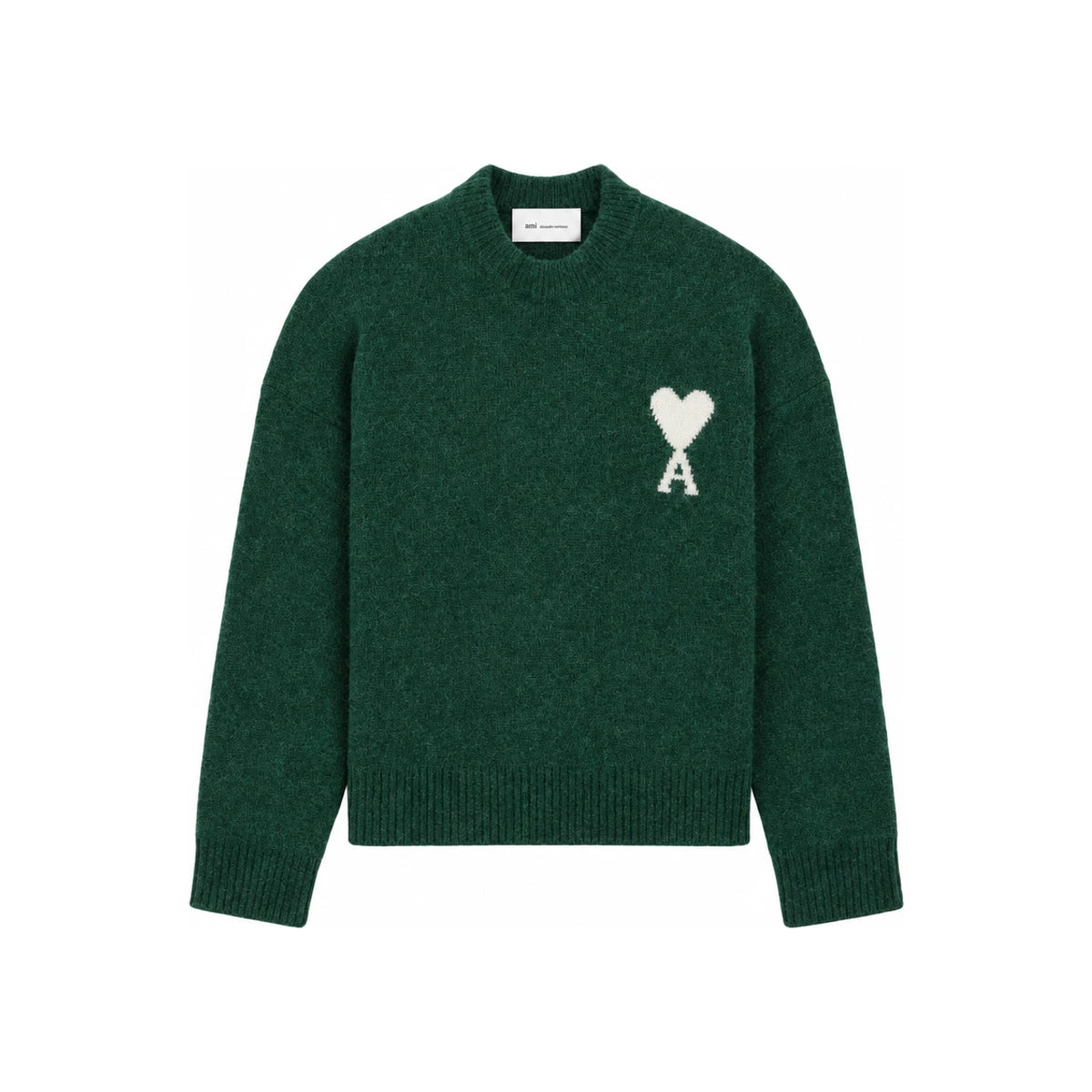 AMI Big Heart Logo Alpaca Crewneck Knit Sweater for Men