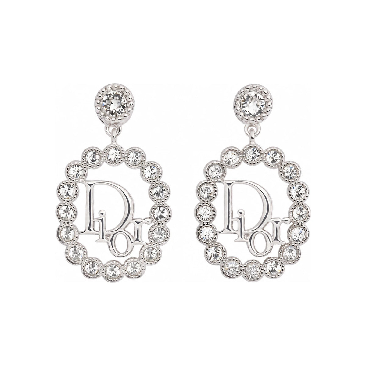 DIOR Silver-Finish Metal Crystal Earrings E5079WOMCY D001