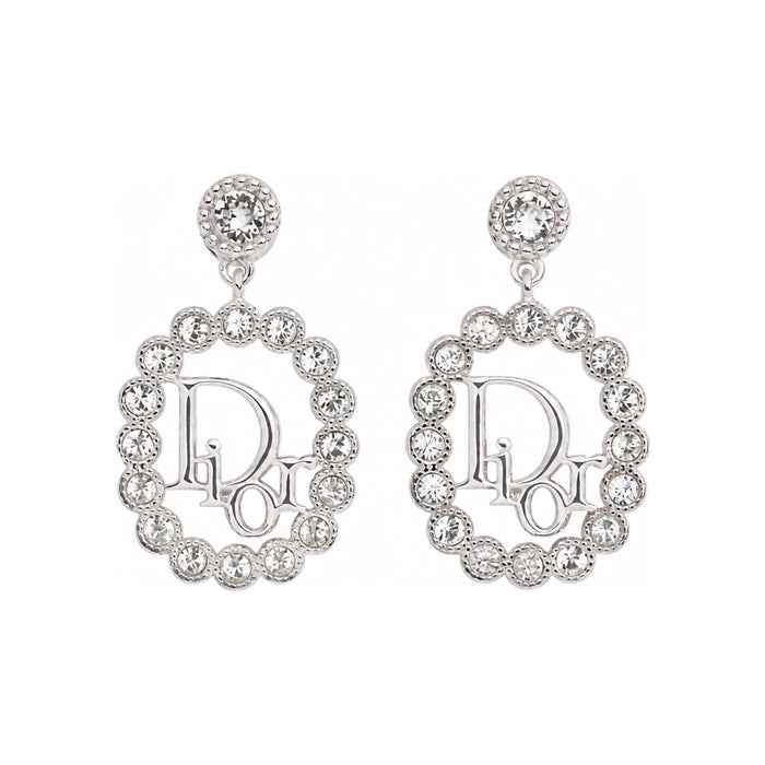DIOR Silver-Finish Metal Crystal Earrings E5079WOMCY D001