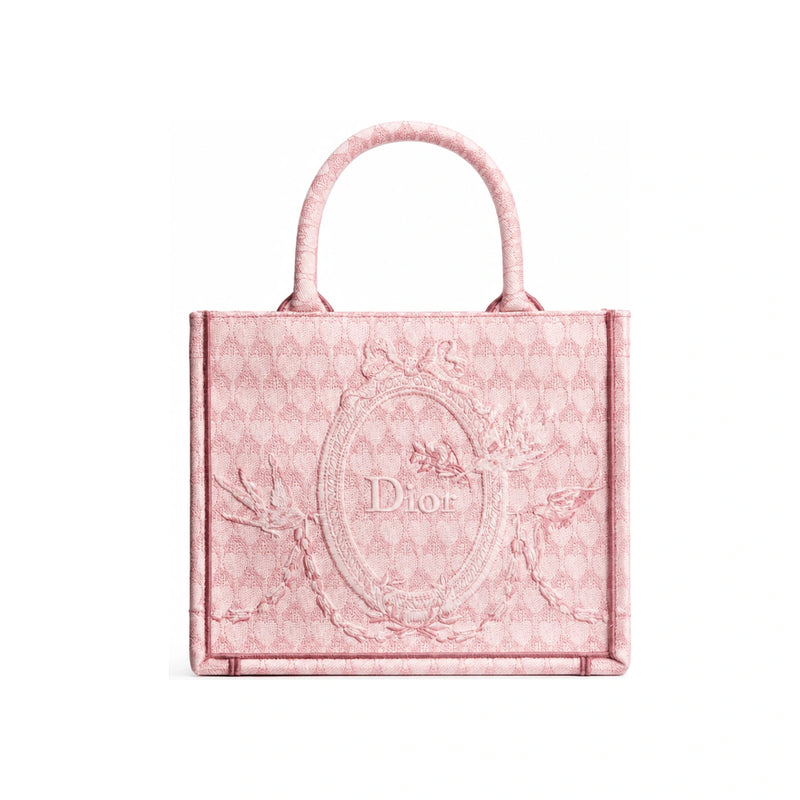 DIOR Pink Embroidered Book Tote Strap Bag Small Crossbody M1404OEOC M47E