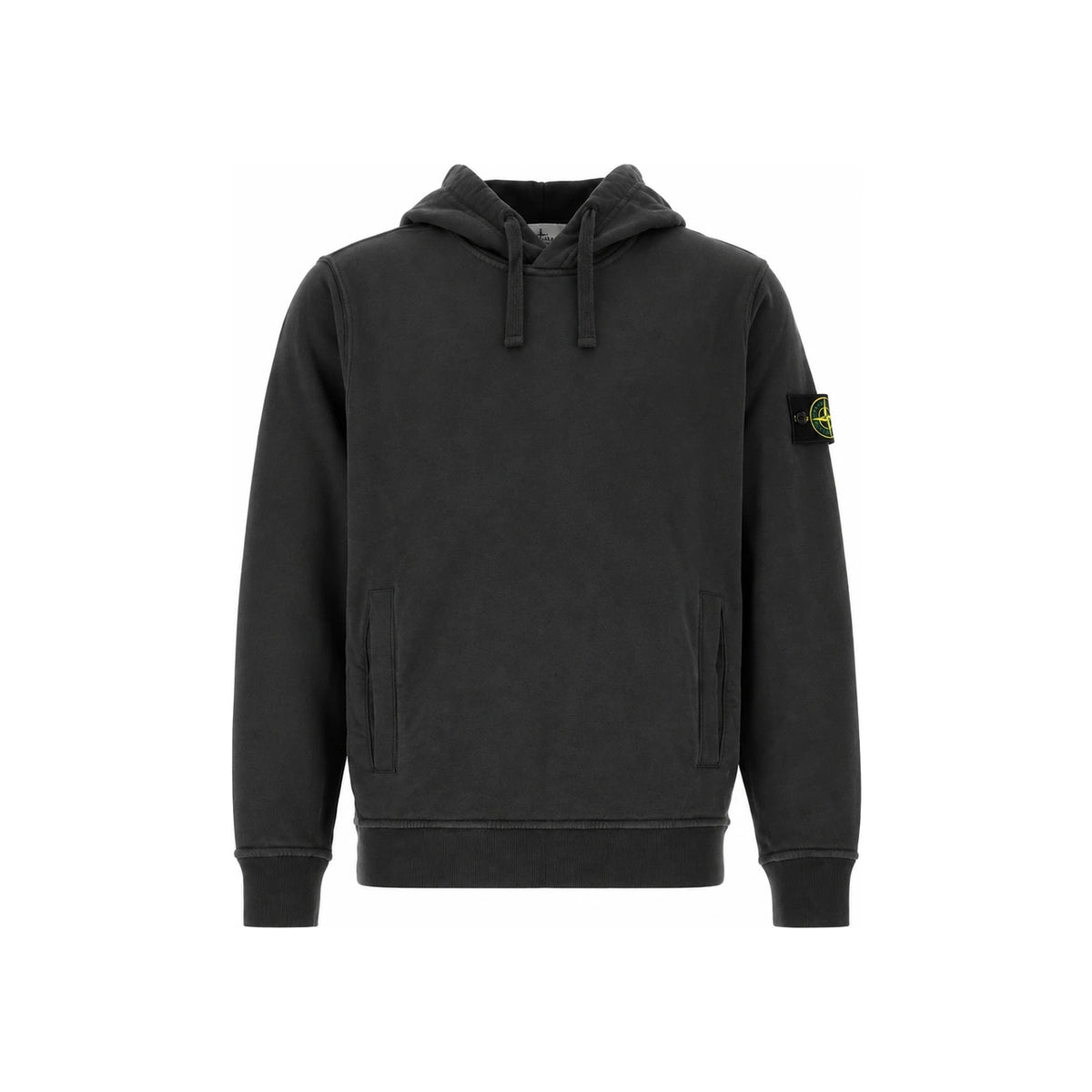STONE ISLAND Black Cotton Logo Hoodie for Men