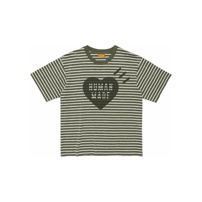Humanmade Olive Drab Heart Stripe Short Sleeve T-Shirt