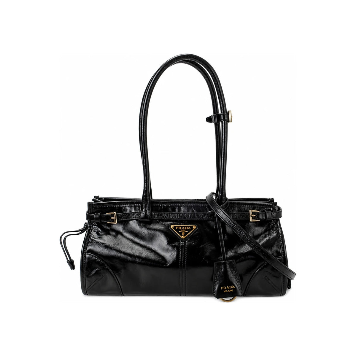 PRADA Bonnie Medium Leather Tote Bag Black