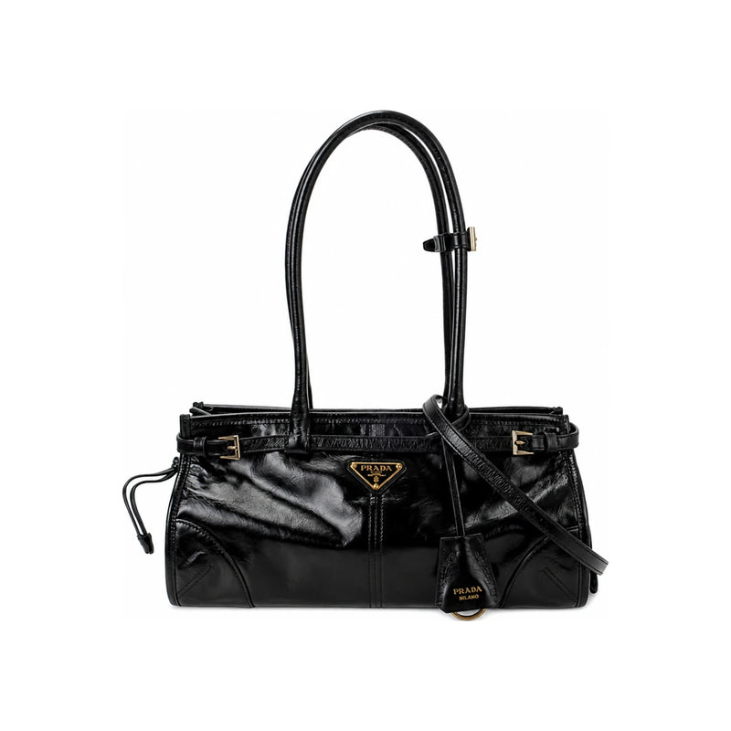 PRADA Bonnie Medium Leather Tote Bag Black