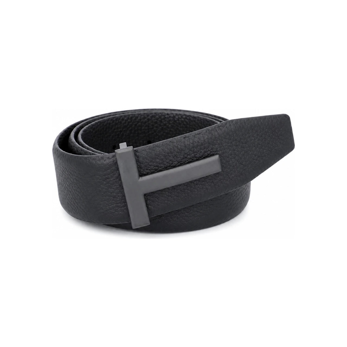 TOM FORD Black T Logo Buckle Leather Men's Belt