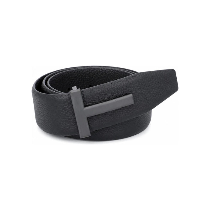 TOM FORD Black T Logo Buckle Leather Men's Belt