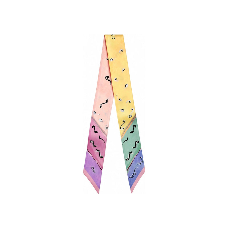 DIOR Dioriviera Delicate Ribbon Silk Twill Mitzah Scarf Multic 64TM106I6114 C218