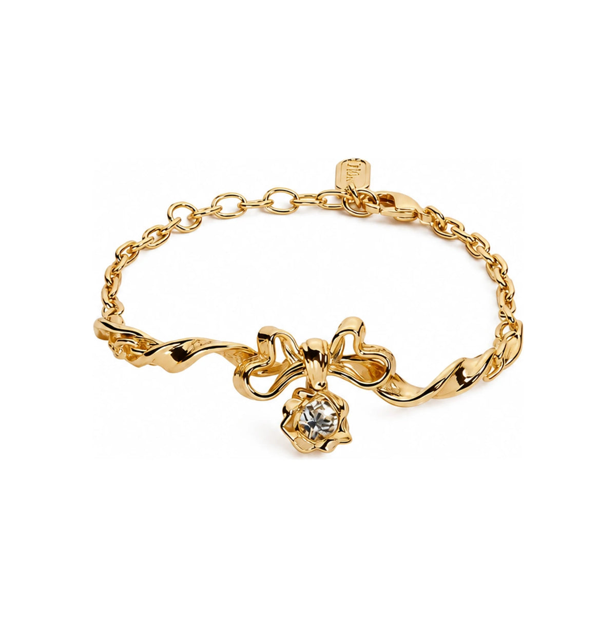 DIOR Gold-Finish Metal Crystal Twist Bow Bracelet B3387WOMCY D319