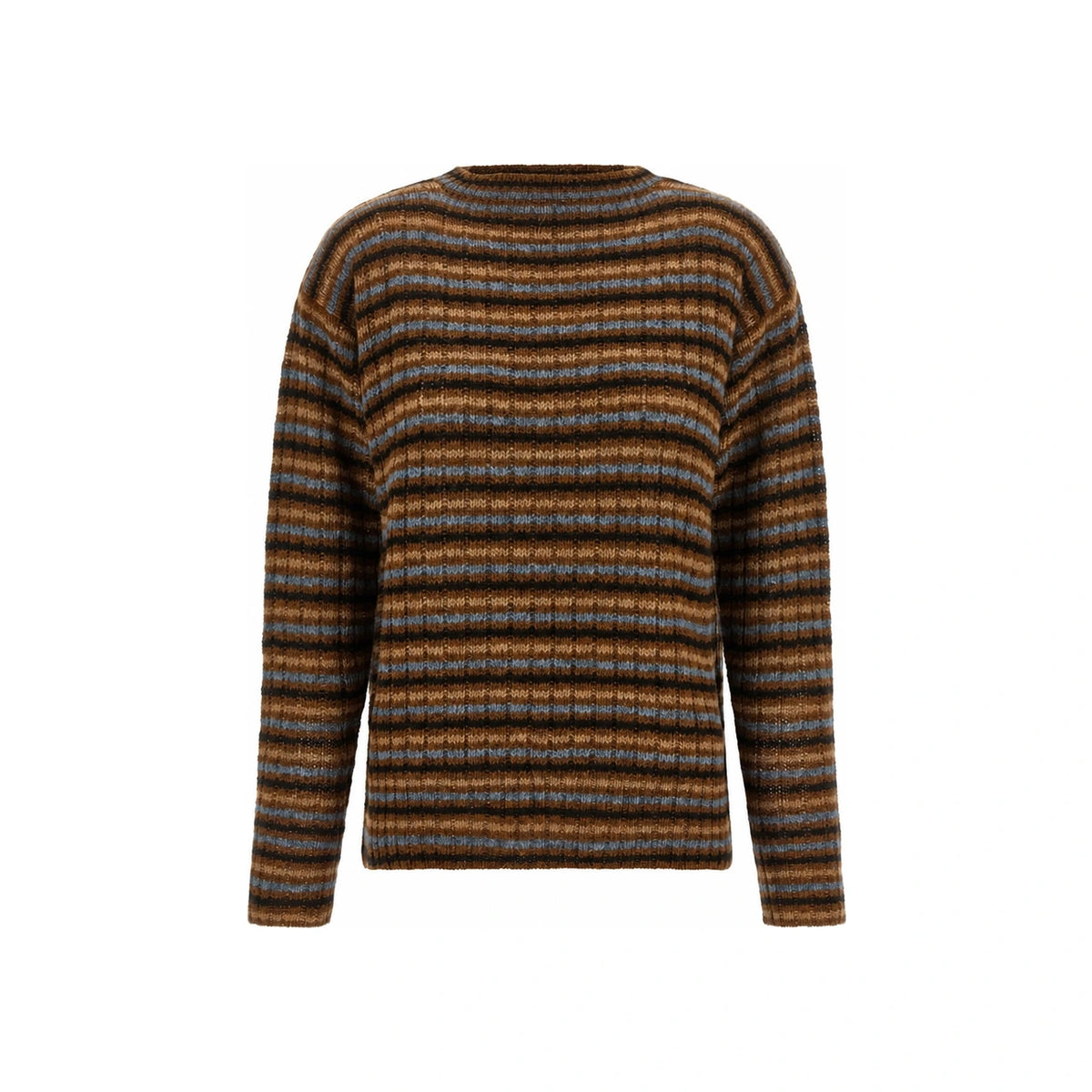 PRADA Wool Blend Round Neck Knit Sweater for Men Brown