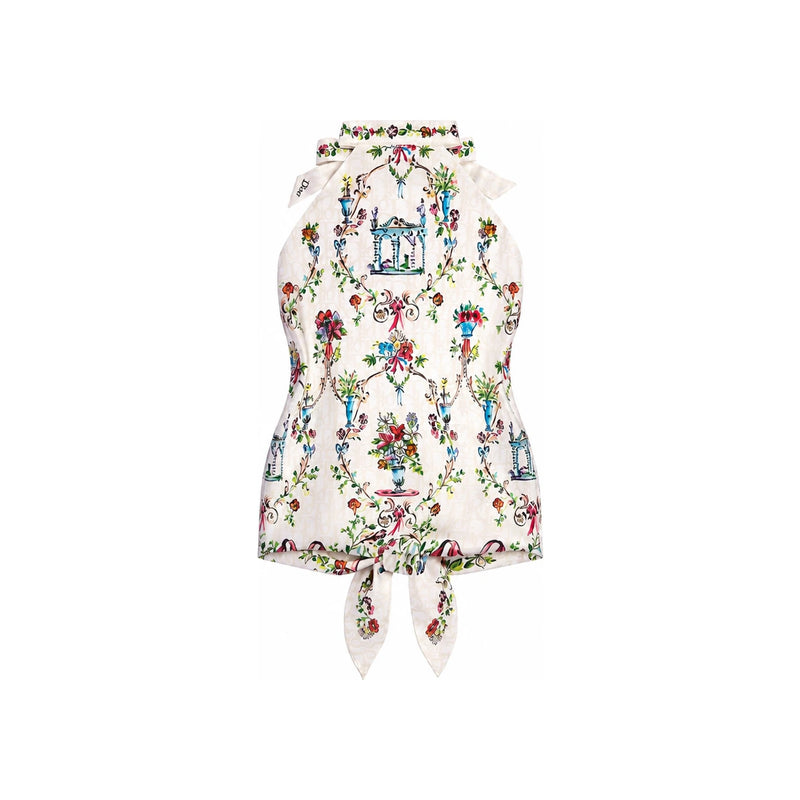 DIOR Ivory Multicolor Silk Twill Arabesque Top 64TT121S6096 C030