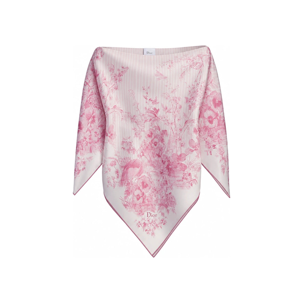 DIOR Toile de Jouy Floral Garden Silk Twill Top White Pink Blo 64TT120S6144 C405