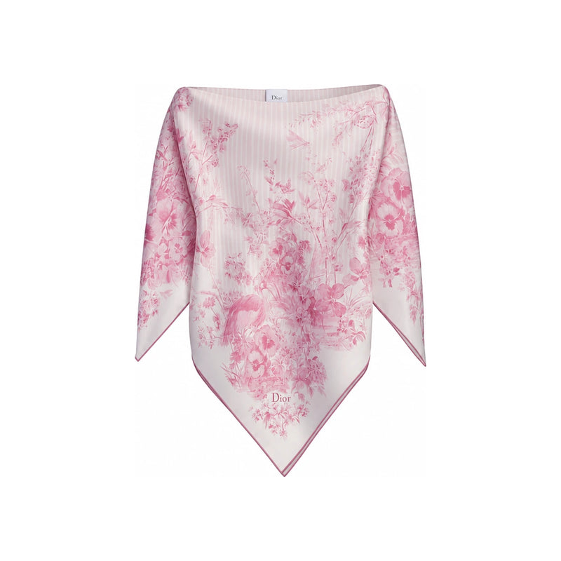 DIOR Toile de Jouy Floral Garden Silk Twill Top White Pink Blo 64TT120S6144 C405