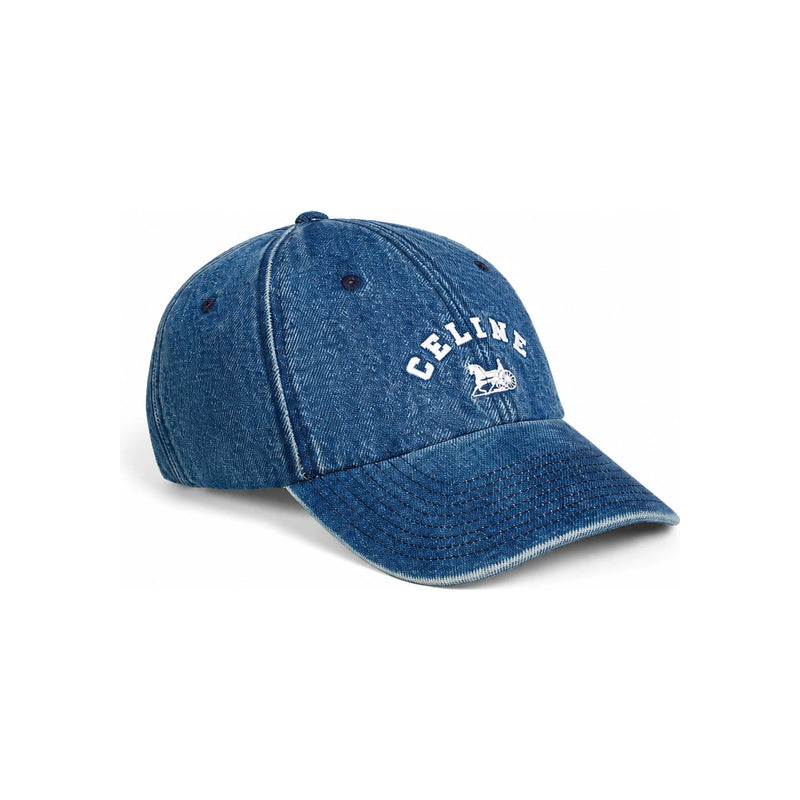 CELINE Cotton Denim Rithuliue Cap with Vivienne Glass Detailing AA0IE0ZZY GFV6
