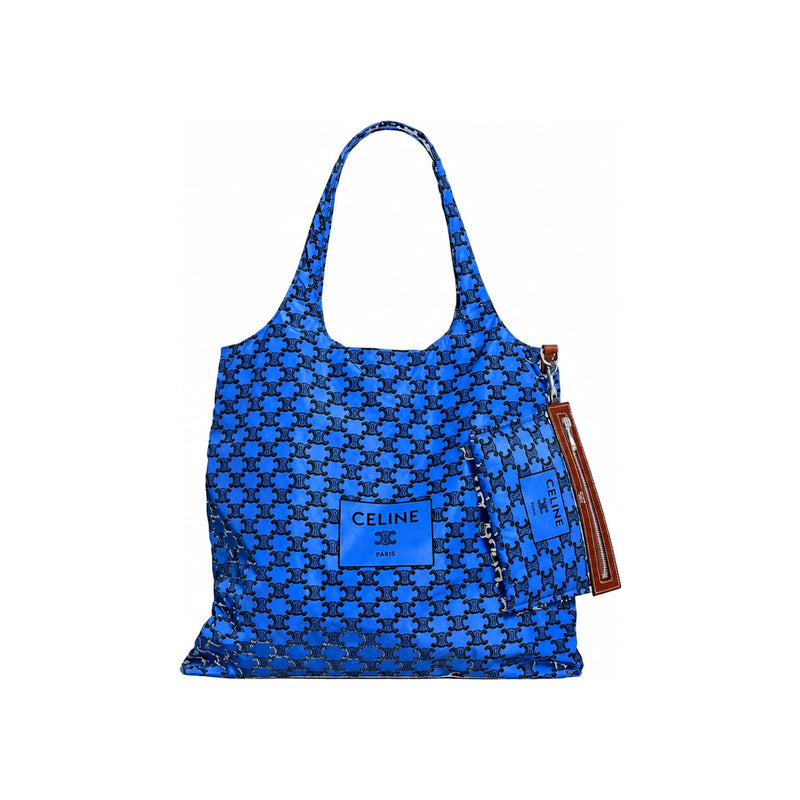 CELINE Padded Shopping Bag Nylon Calfskin Ultra Blue Black Crossb L108C4L50 GLM6
