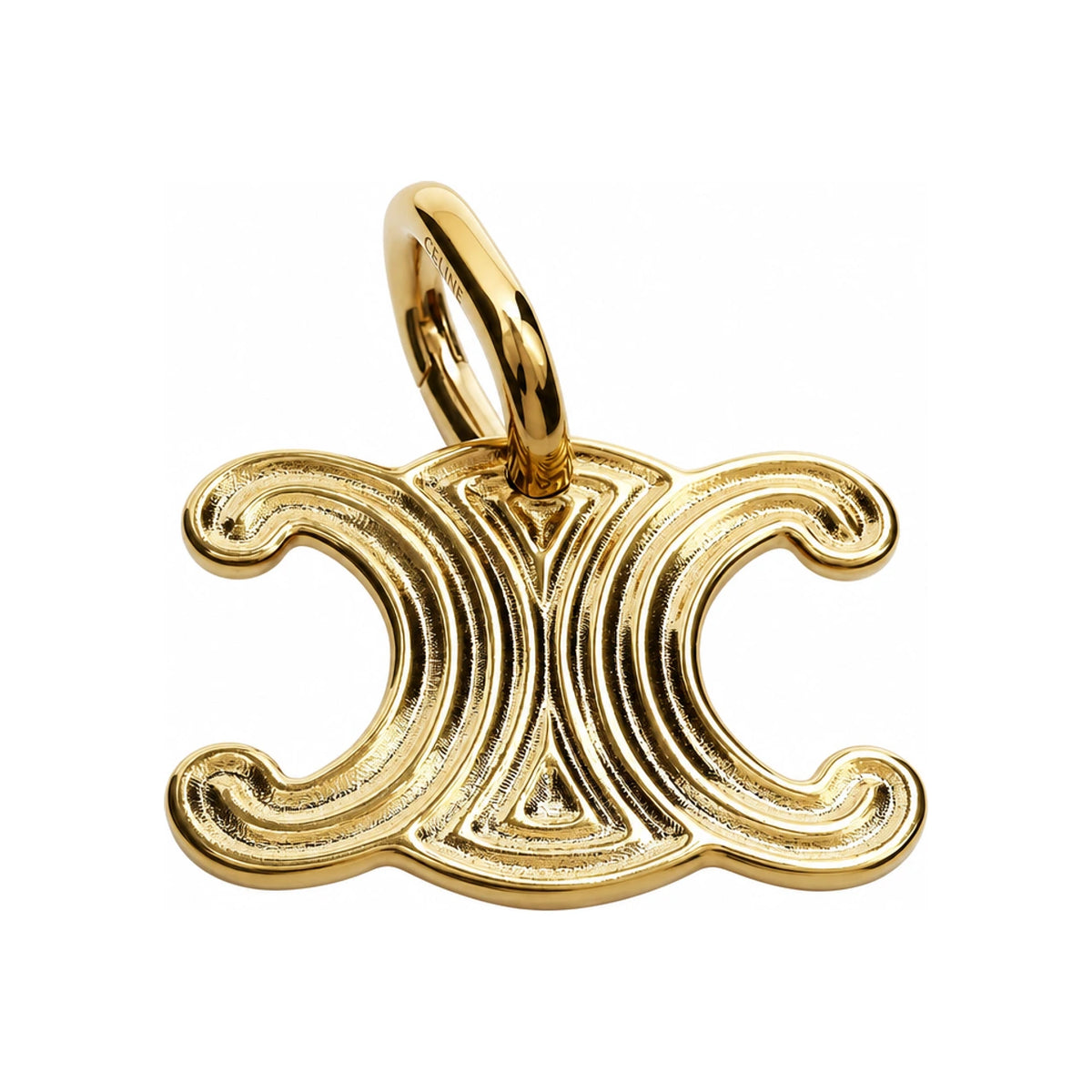 CELINE Triomphe Charm Wire Gold-Finish Brass Keyring B10FT4V97 35OR