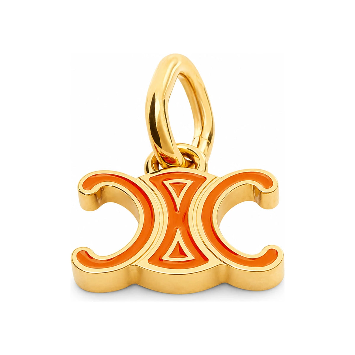 CELINE Triomphe Enamel Gold-Finish Brass Charm Keyring Orange B108X3N20 35GE