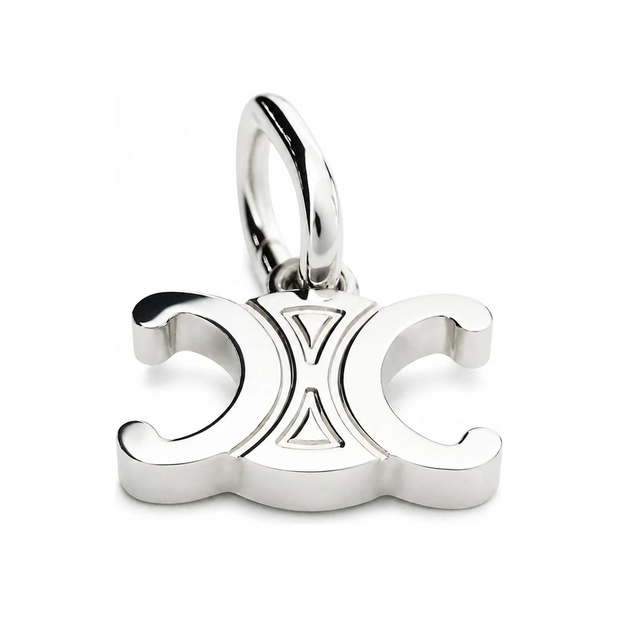 CELINE Triomphe Charm Rhodium-Finish Brass Silver Keyring B101L6BRA 36SI