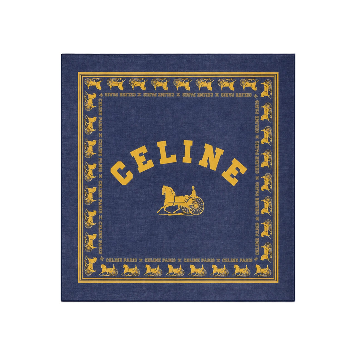 CELINE Bandana Cotton Scarf Navy Yellow 2AWB64M58 FYL5