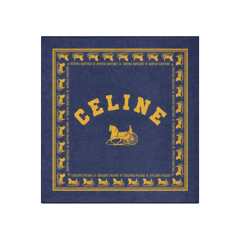 CELINE Bandana Cotton Scarf Navy Yellow 2AWB64M58 FYL5