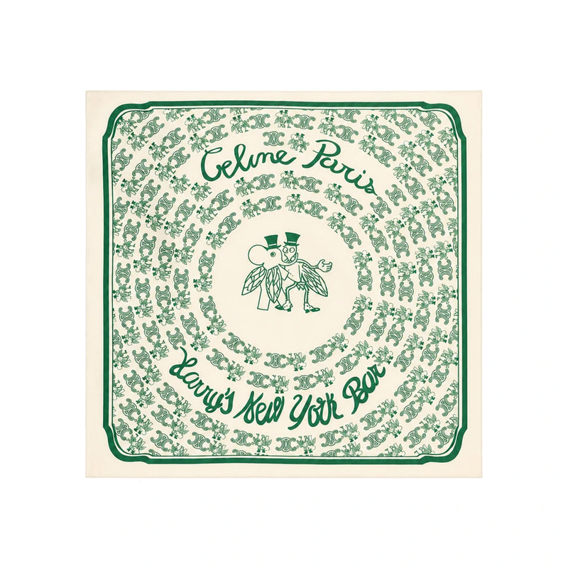 CELINE Silk Bandana Scarf Vanilla English Green AA0NM5652 GNF8