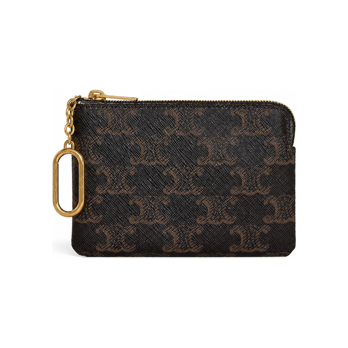 CELINE Triomphe Canvas Black Coin Purse Card Holder L10A32GW3 38NO