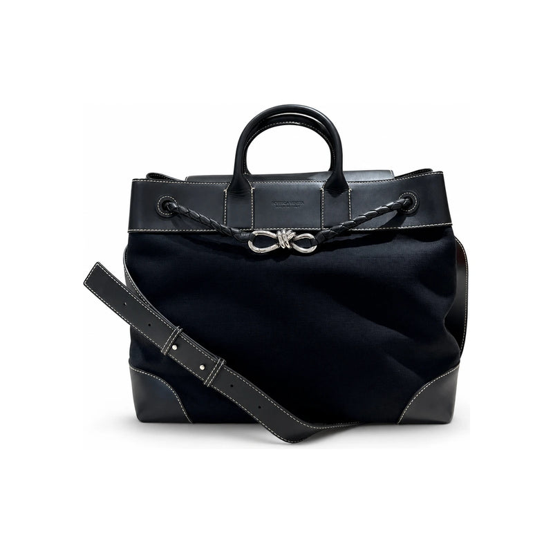 Bottega Veneta Canvas Tote Bag with Leather Trim Large Andiamo Voyager