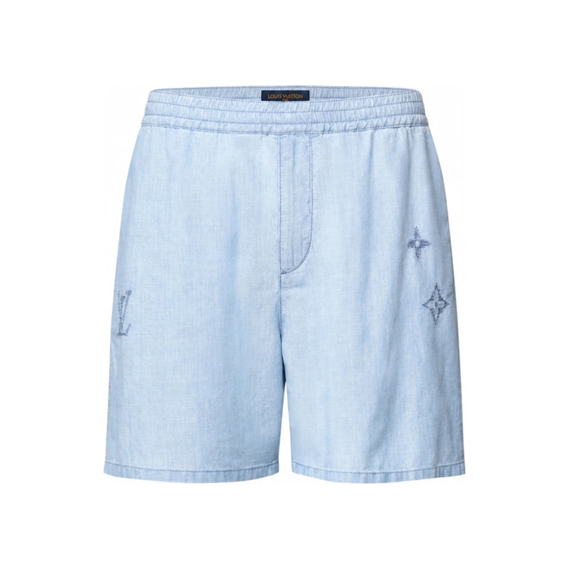 Louis Vuitton Women's Embroidered Chambray Signature Shorts
