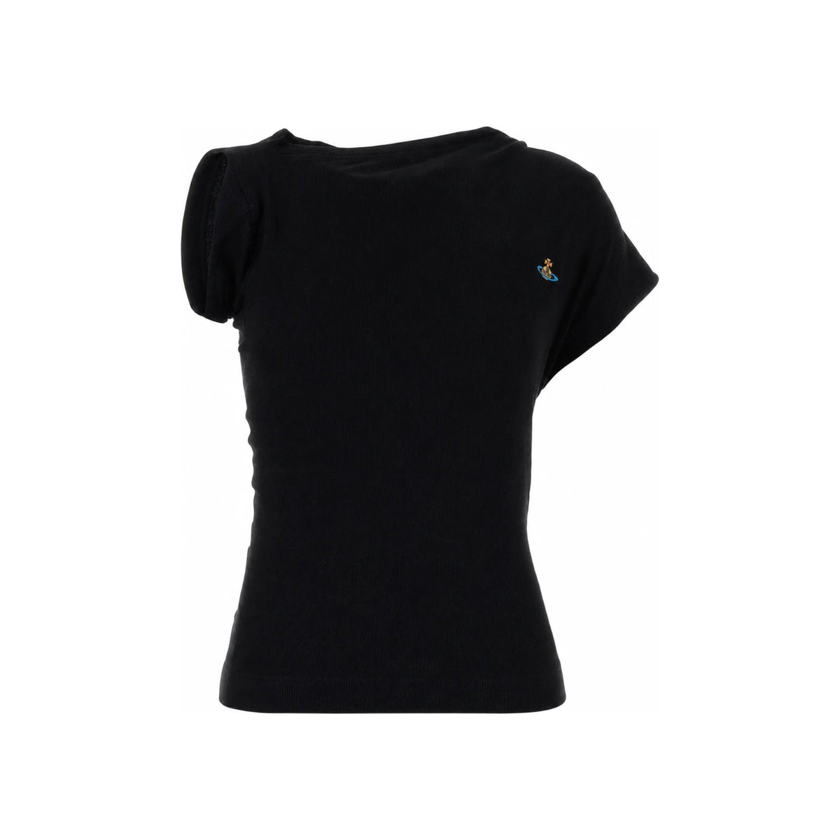 Vivienne Westwood HEBO Drape Rib Knit T-Shirt Black