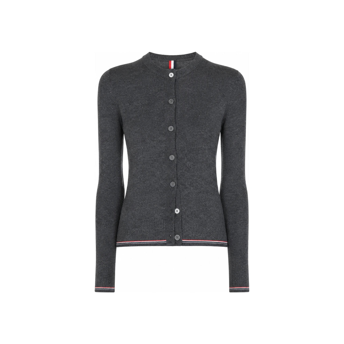 THOM BROWNE Gray Wool Knit Cardigan