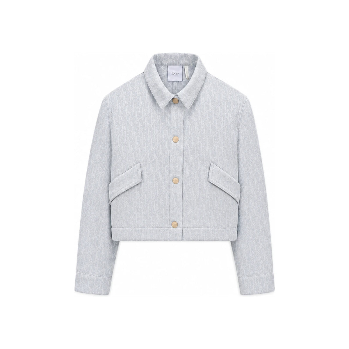 DIOR Light Blue Oblique Pattern Washed Cotton Denim Jacket Women 6WBM11JKTI 515