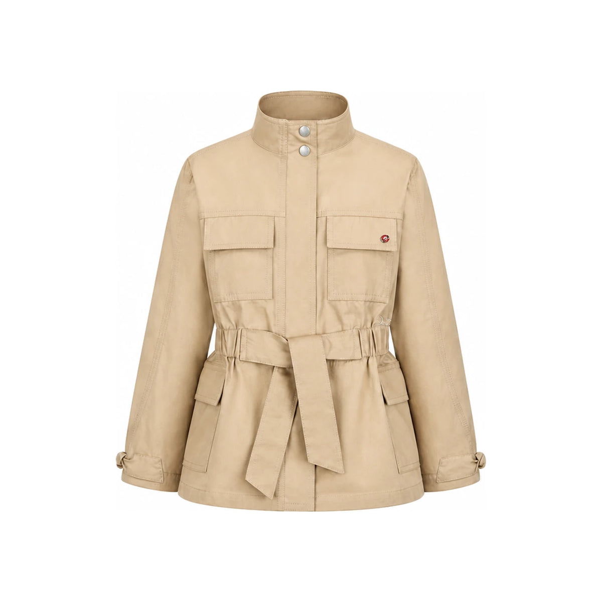 DIOR Beige Stand Collar Belted Safari Jacket for Women 6WBM11PEAB 028