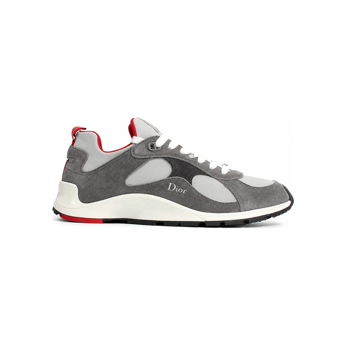 DIOR Grey Red Mile Low-Top Sneakers