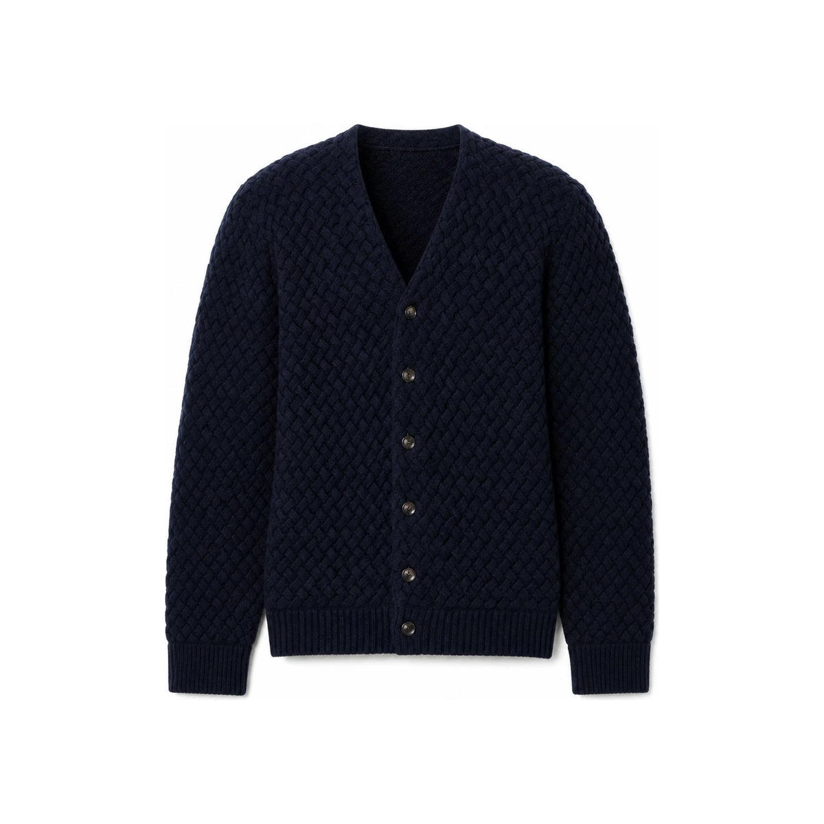 Bottega Veneta Midnight Blue Wool Knit Cardigan Men