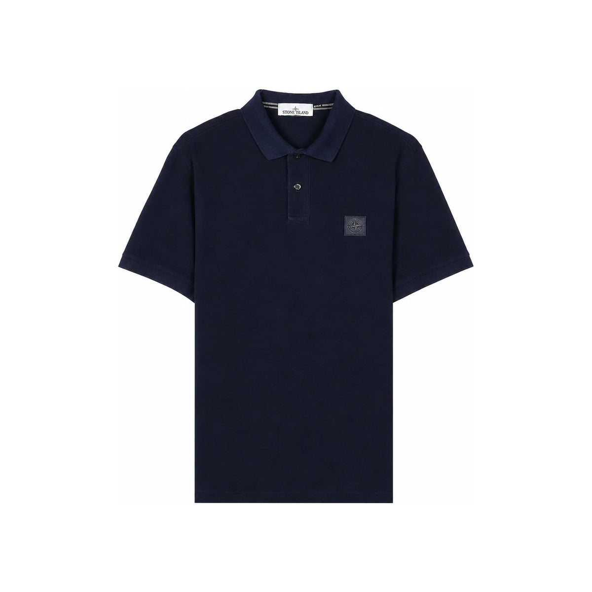 STONE ISLAND Logo Patch Cotton Polo Shirt Black Men