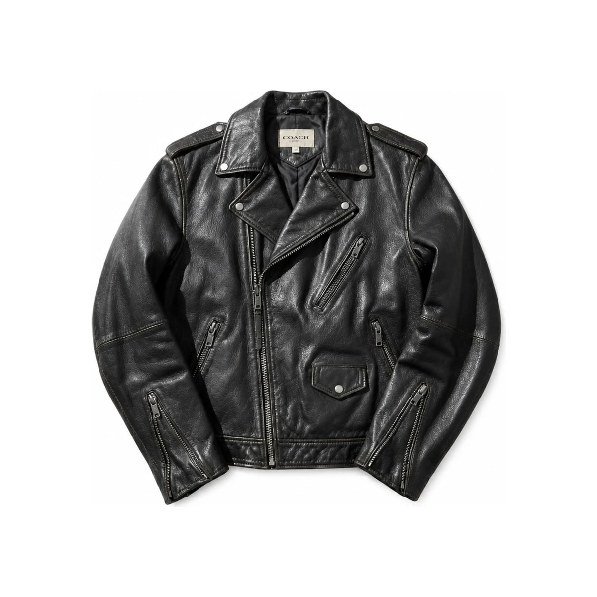 HUGO BOSS Leather Jacket for Men 50564071 001 BLACK DOM