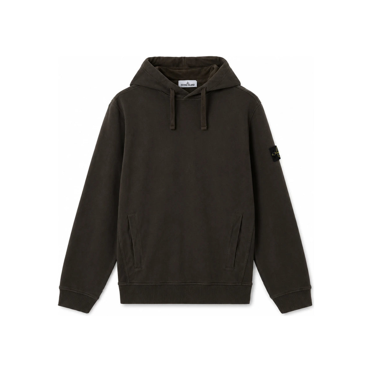 STONE ISLAND Black Cotton Pullover Hoodie Sweatshirt for Men