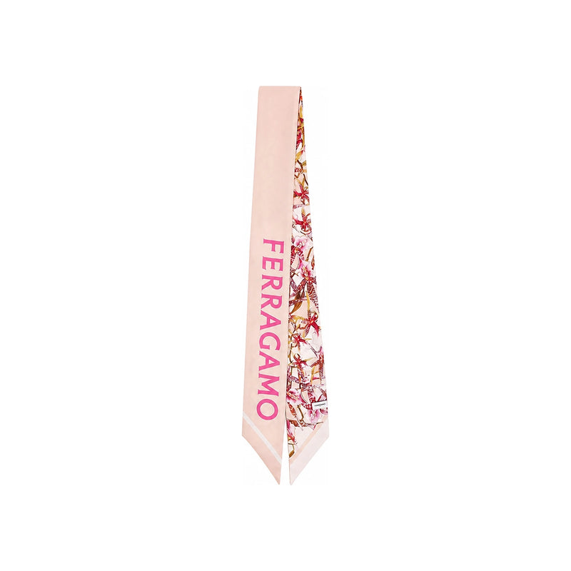 Ferragamo Gaia Print Silk Scarf Light Ballet Pink Women’s