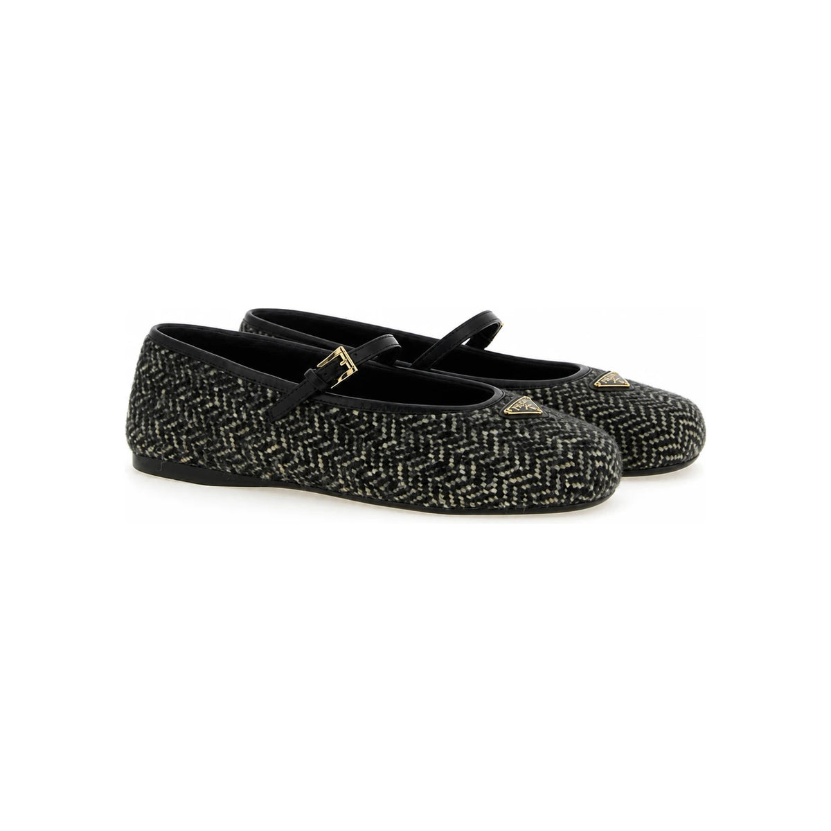 PRADA Black Leather Pointed Toe Flat Shoes