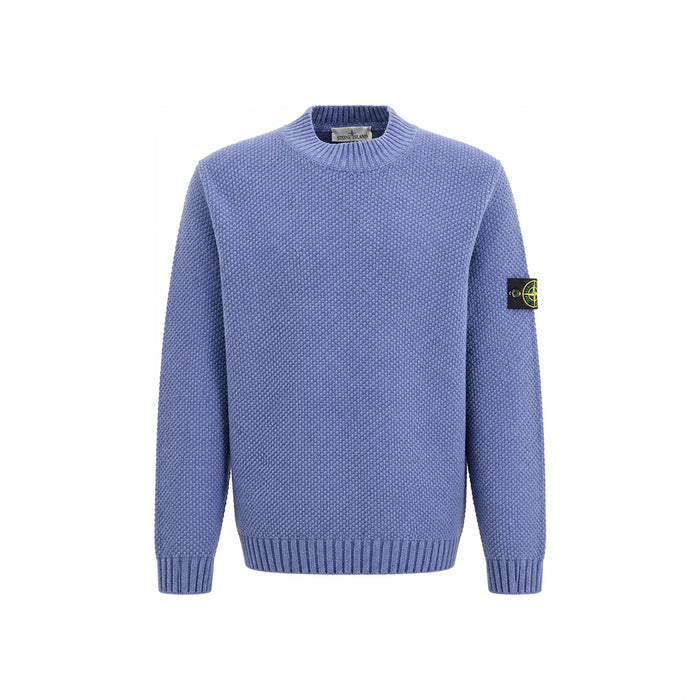 STONE ISLAND Men’s Mock Neck Knit Sweater Blue Cotton